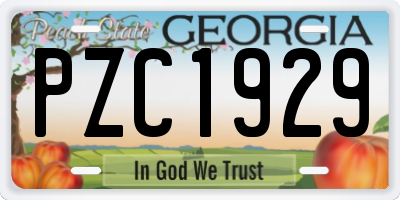 GA license plate PZC1929