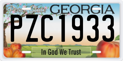 GA license plate PZC1933