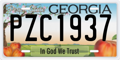GA license plate PZC1937
