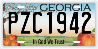 GA license plate PZC1942