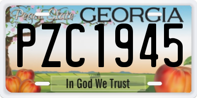 GA license plate PZC1945