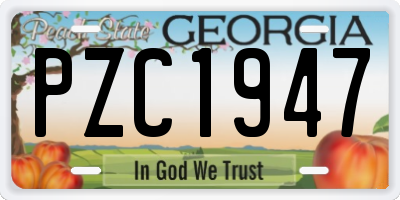 GA license plate PZC1947