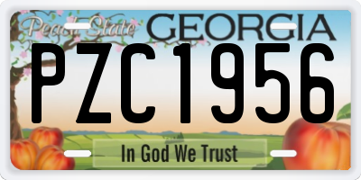 GA license plate PZC1956