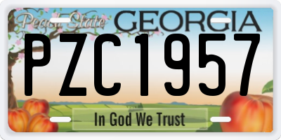 GA license plate PZC1957