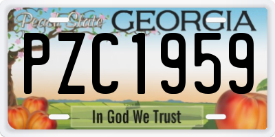 GA license plate PZC1959