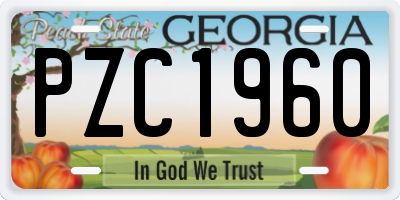 GA license plate PZC1960