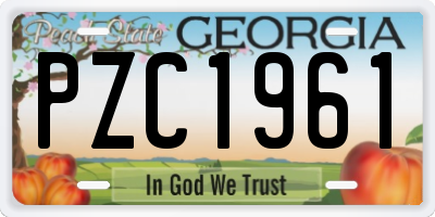 GA license plate PZC1961