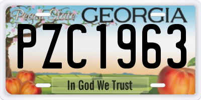 GA license plate PZC1963