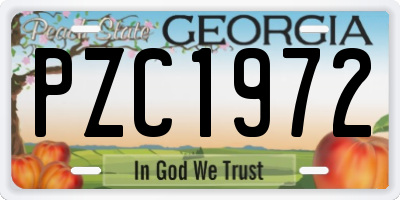 GA license plate PZC1972