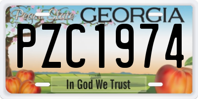 GA license plate PZC1974