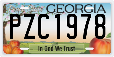 GA license plate PZC1978
