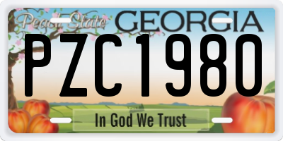 GA license plate PZC1980