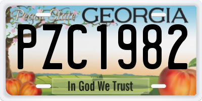 GA license plate PZC1982