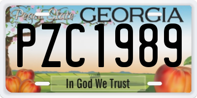 GA license plate PZC1989