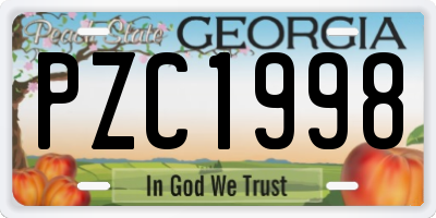 GA license plate PZC1998