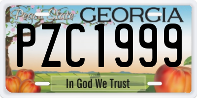 GA license plate PZC1999