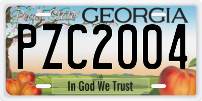 GA license plate PZC2004