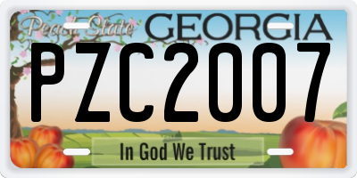 GA license plate PZC2007