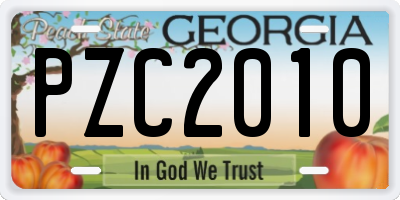 GA license plate PZC2010