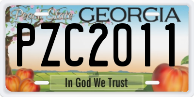 GA license plate PZC2011