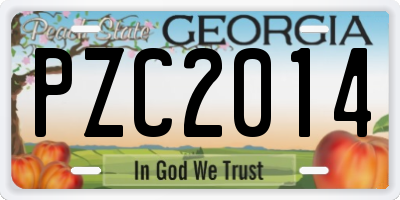 GA license plate PZC2014
