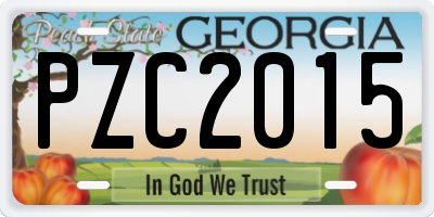 GA license plate PZC2015