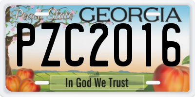 GA license plate PZC2016
