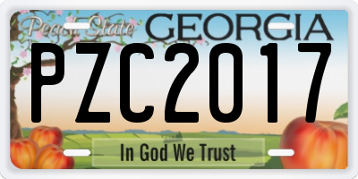 GA license plate PZC2017