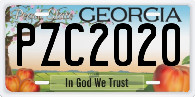 GA license plate PZC2020