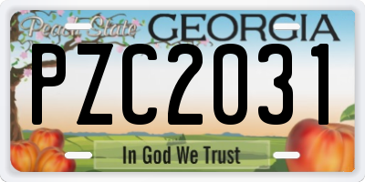 GA license plate PZC2031