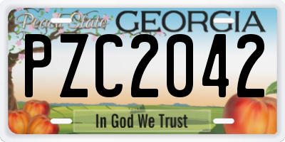 GA license plate PZC2042