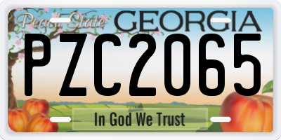 GA license plate PZC2065