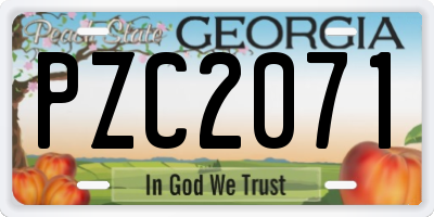 GA license plate PZC2071
