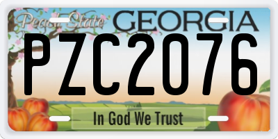 GA license plate PZC2076