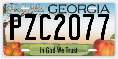 GA license plate PZC2077