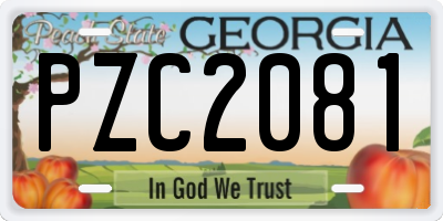 GA license plate PZC2081