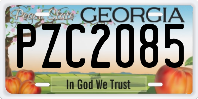 GA license plate PZC2085