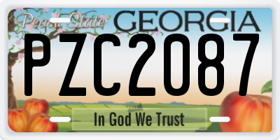 GA license plate PZC2087