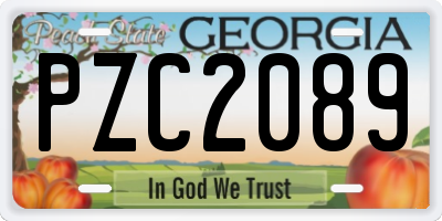 GA license plate PZC2089