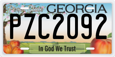 GA license plate PZC2092