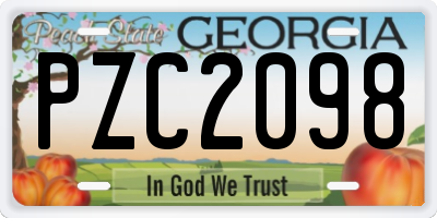 GA license plate PZC2098