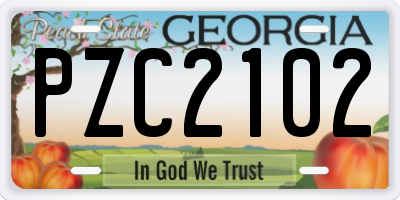 GA license plate PZC2102