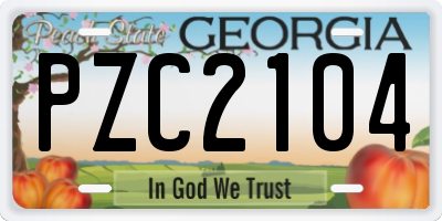 GA license plate PZC2104