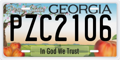 GA license plate PZC2106
