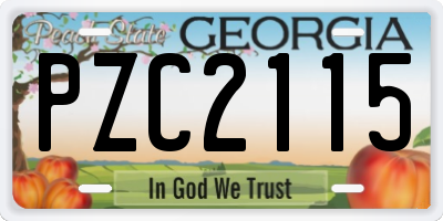 GA license plate PZC2115