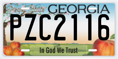 GA license plate PZC2116
