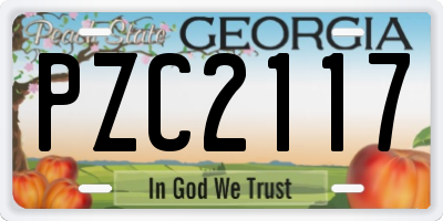 GA license plate PZC2117