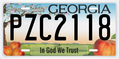 GA license plate PZC2118