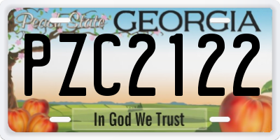 GA license plate PZC2122