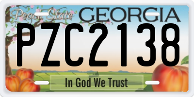 GA license plate PZC2138